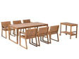 Garden Dining Set Light Acacia Wood Table 6 Chairs Drinks Trolley Rustic Style Beliani