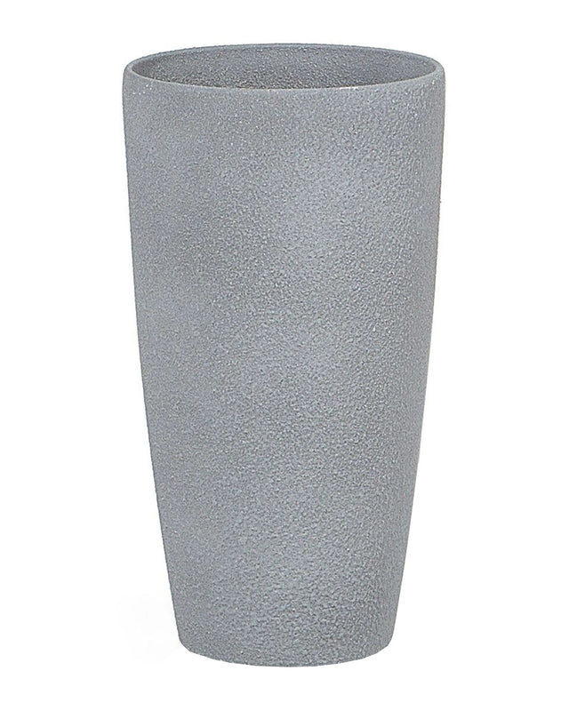 Plant Pot Grey Stone Tall Flower Planter 42 x  23 cm Modern Minimalistic Outdoor Indoor Decor Accessories Beliani