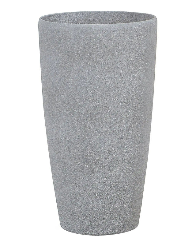 Plant Pot Grey Stone Tall Flower Planter 58 x  31 cm Modern Minimalistic Outdoor Indoor Decor Accessories Beliani