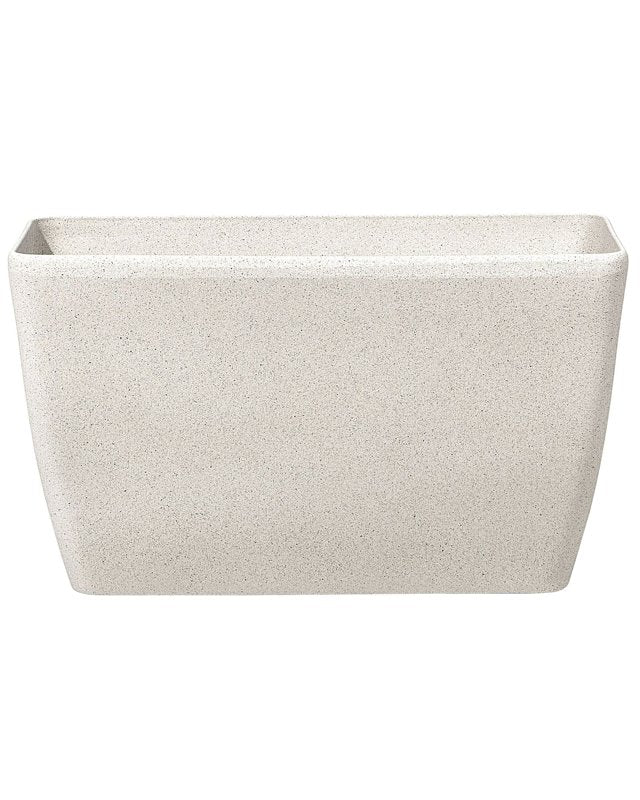 Plant Pot Beige Stone Flower Planter 74 x 32 x 45 cm Modern Minimalistic Outdoor Indoor Decor Accessories Beliani