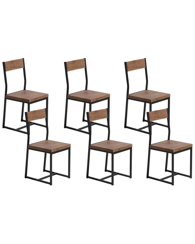 Set of 6 Dining Chairs Dark Wood Metal Legs Industrial Kitchen Beliani