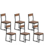 Set of 6 Dining Chairs Dark Wood Metal Legs Industrial Kitchen Beliani