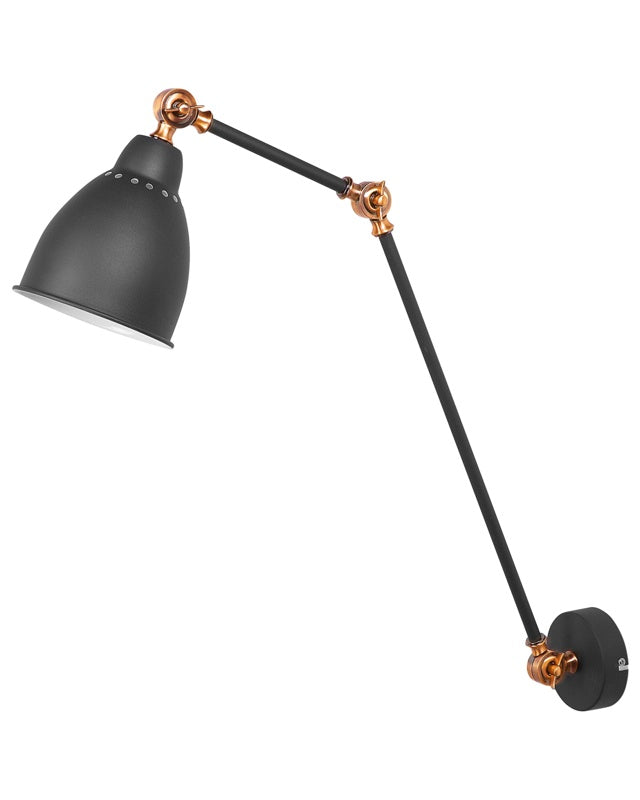 Wall Spot Lamp Black with White Metal Long Swing Arm Reading Light Modern Design Beliani