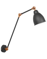 Wall Spot Lamp Black with White Metal Long Swing Arm Reading Light Modern Design Beliani