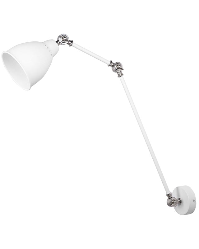 Wall Spot Lamp White with Silver Metal Long Swing Arm Reading Light Modern Design Beliani