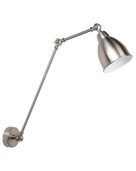 Wall Spot Lamp Silver with White Metal Long Swing Arm Reading Light Modern Design Beliani