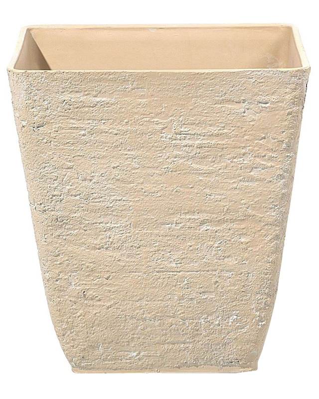 Plant Pot Beige Stone Polyresin 39 x 39 x 43 cm Indoor Outdoor Square Beliani