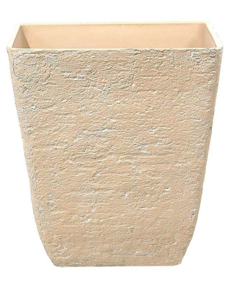 Plant Pot Beige Stone Polyresin 49 x 49 x 53 cm Indoor Outdoor Square Beliani