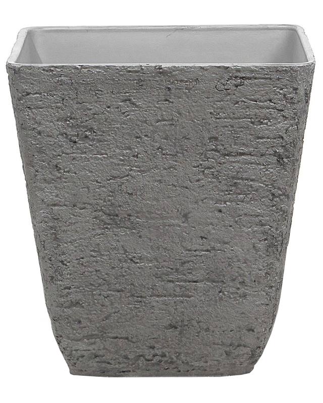 Plant Pot Grey Stone Polyresin 49 x 49 x 53 cm Indoor Outdoor Square Beliani