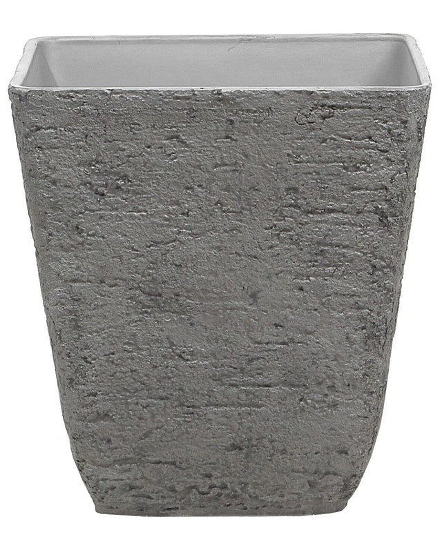 Plant Pot Grey Stone Polyresin 49 x 49 x 53 cm Indoor Outdoor Square Beliani