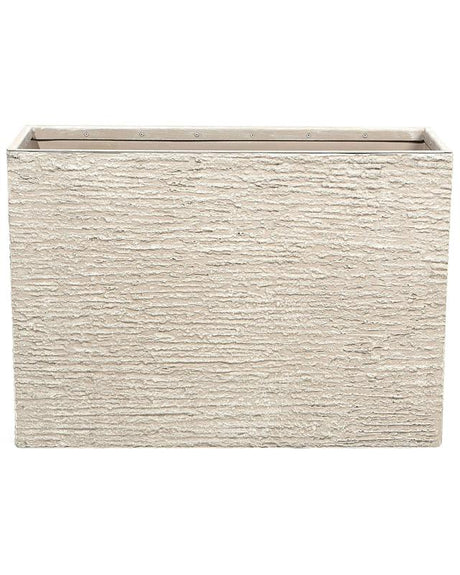 Plant Pot Beige Stone 56 x 80 x 56 cm Indoor Outdoor Rectangular Planter Beliani