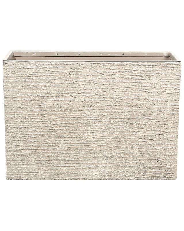 Plant Pot Beige Stone 56 x 80 x 56 cm Indoor Outdoor Rectangular Planter Beliani