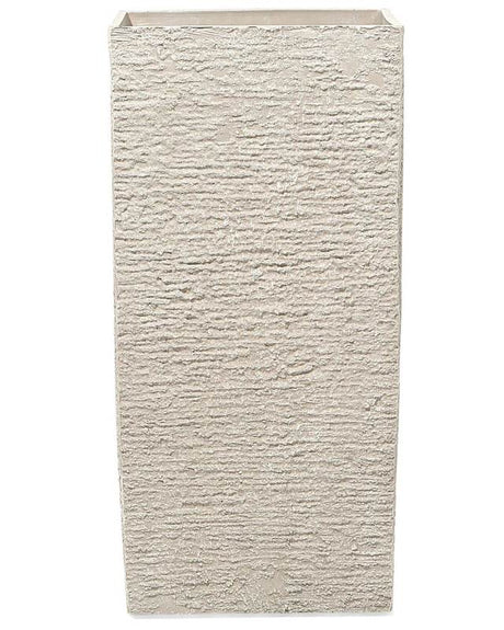 Tall Plant Pot Beige Stone 40 x 40 x 81 cm Indoor Outdoor Planter Beliani