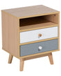 Bedside Table Light Wood 2 Storage Drawers Shelf Modern Scandinavian Side Table Beliani