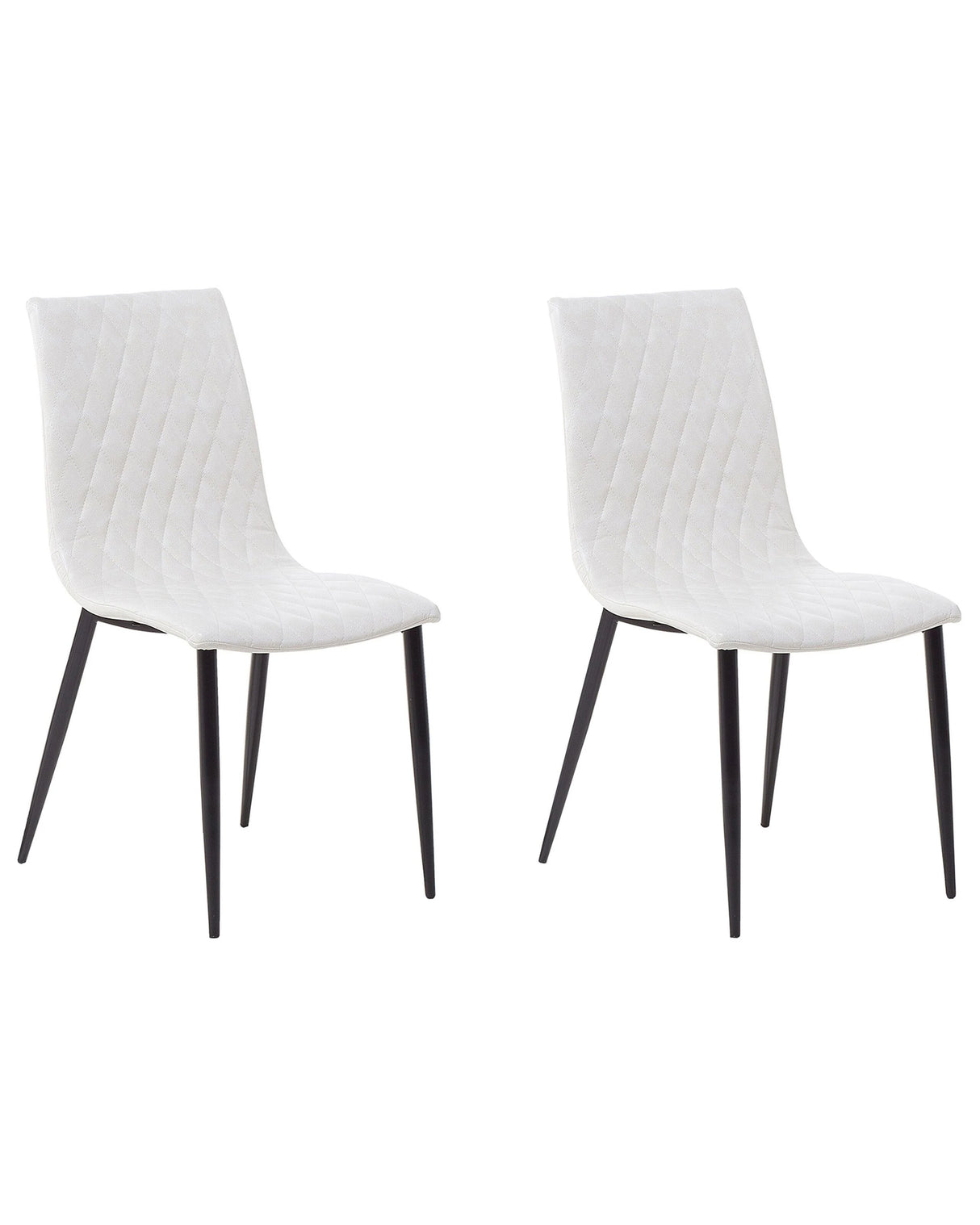 Set of 2 Dining Chairs White Faux Leather Upholstered Quilted Backrest Armless Vintage Design Beliani