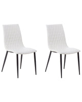 Set of 2 Dining Chairs White Faux Leather Upholstered Quilted Backrest Armless Vintage Design Beliani