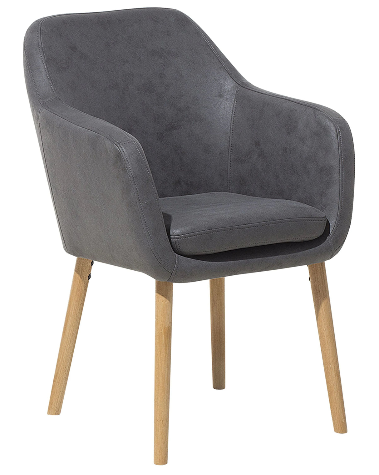 Dining Chair Grey Faux Leather Upholstered Cushioned Seat Wooden Legs Beliani