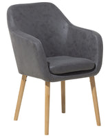 Dining Chair Grey Faux Leather Upholstered Cushioned Seat Wooden Legs Beliani