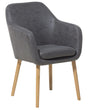 Dining Chair Grey Faux Leather Upholstered Cushioned Seat Wooden Legs Beliani