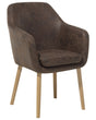 Dining Chair Brown Faux Leather Upholstered Cushioned Seat Wooden Legs Beliani