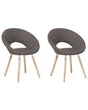 Set of 2 Dining Chairs Taupe Fabric Upholstery Light Wood Legs Modern Eclectic Style Beliani