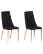 Set of 2 Dining Chairs Black Fabric Upholstered Seat High Back Beliani