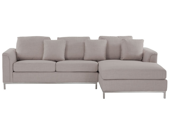 Corner Sofa Beige Fabric Upholstered L-shaped Left Hand Orientation Beliani