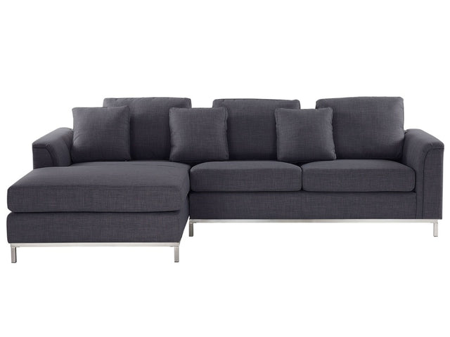 Corner Sofa Grey Fabric Upholstered L-shaped Right Hand Orientation Beliani