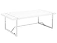 Coffee Table White 120 x 60 cm Metal Silver Legs Rectangular High Gloss Top Modern Design Beliani