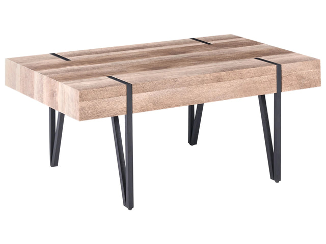 Coffee Table Brown Top Black Metal Hairpin Legs 110 x 60 cm Rectangular Industrial Style Beliani