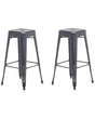 Set of 2 Bar Stools Black with Gold Steel 76 cm Stackable Counter Height Industrial Beliani