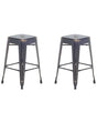 Set of 2 Bar Stools Black with Gold Steel 60 cm Stackable Counter Height Industrial Beliani