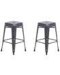 Set of 2 Bar Stools Black with Gold Steel 60 cm Stackable Counter Height Industrial Beliani