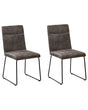 Set of 2 Dining Chairs Grey Fabric Upholstered Seat Black Metal U-Shaped Legs Beliani