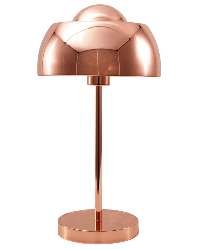 Table Lamp Bedside Light Copper Metal Round Base Dome Shade Industrial Beliani