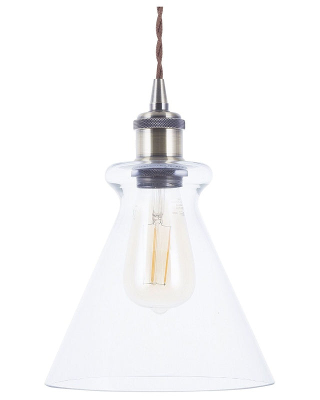 Pendant Lamp Transparent Glass Brass Metal Industrial Ceiling Light Beliani