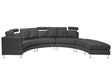 Curved Sofa Dark Grey Upholstery Modular 7-Seater Adjustable Headrests Modern Beliani