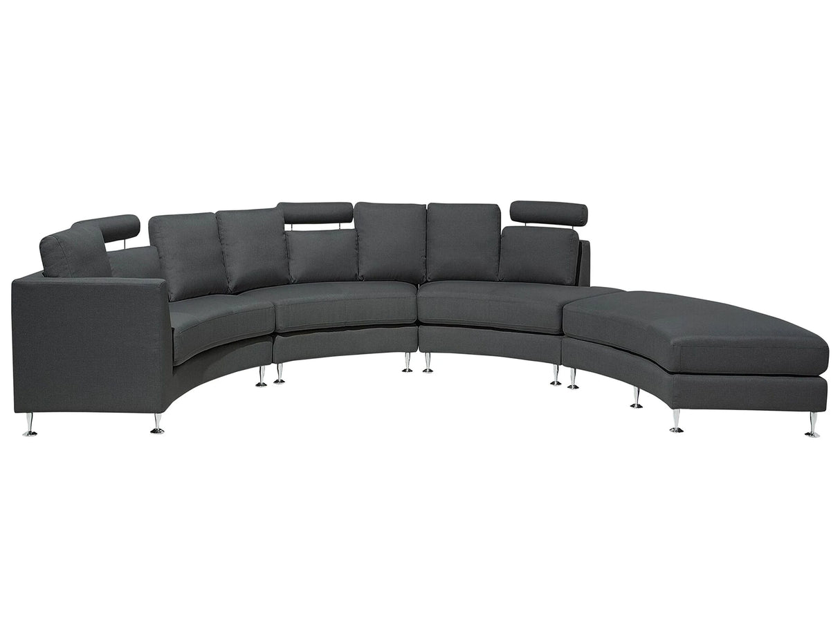 Curved Sofa Dark Grey Upholstery Modular 7-Seater Adjustable Headrests Modern Beliani