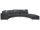 Curved Sofa Dark Grey Upholstery Modular 7-Seater Adjustable Headrests Modern Beliani