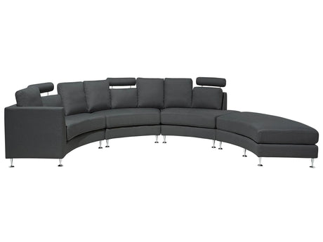 Curved Sofa Dark Grey Upholstery Modular 7-Seater Adjustable Headrests Modern Beliani