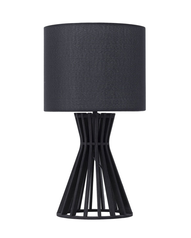 Table Lamp Black Wood and Fabric Lampshade Contemporary Beliani