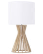 Table Lamp Light Wood and White Lampshade Contemporary Beliani