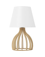 Table Lamp Light Wood Base and White Fabric Lampshade Modern Beliani