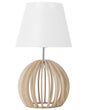 Table Lamp Round Light Wood Base White Fabric Lampshade Modern Beliani