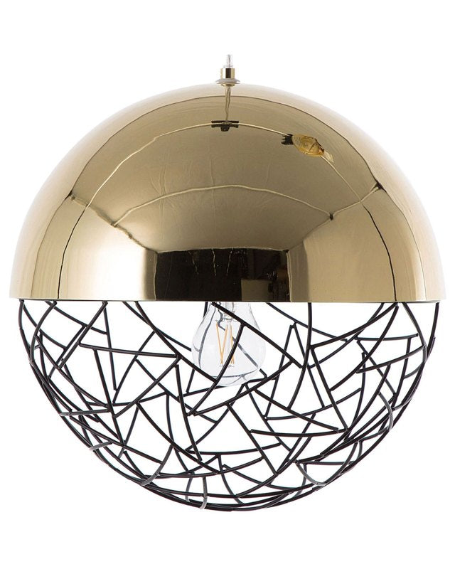 1-Light Globe Pendant Light Gold Lamp Framework Modern Beliani