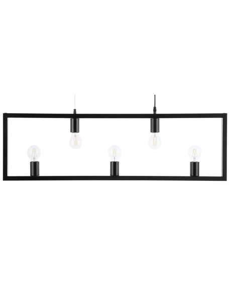 5 Light Pendant Lamp Black Metal Rectangular Industrial Style Beliani