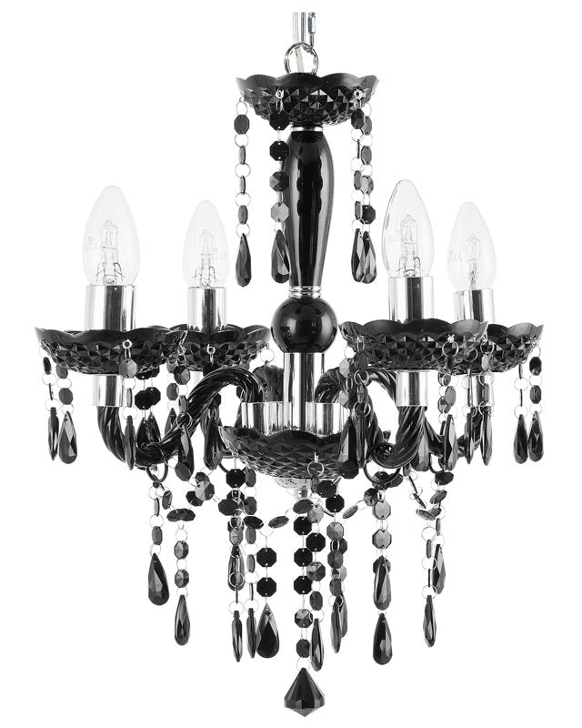 Chandelier Black with Crystals 4 Light Glam Beliani