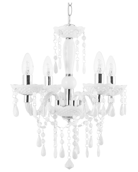 Chandelier White with Crystals 4 Light Glam Beliani