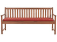 Garden Bench Light Certified Acacia Wood with Red Seat Cushion 180 x 67 x 88 cm Weather Resistant Beliani
