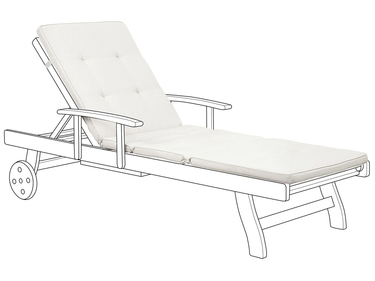 Garden Sun Lounger Cushion Off-White Polyester Seat Backrest Pad Modern Design Outdoor Pad Beliani